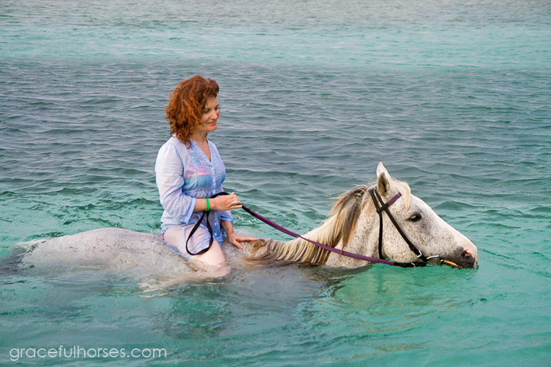 Horseback riding in the ocean