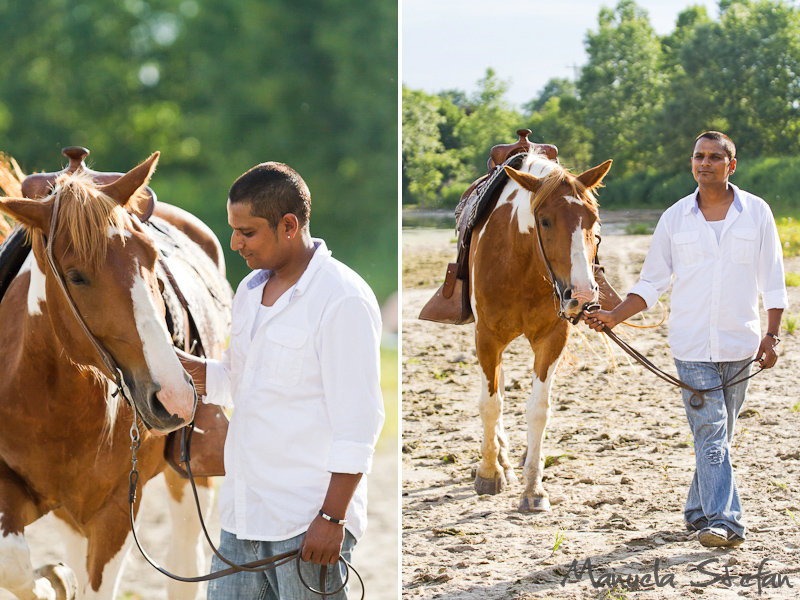 Engagement photo shoot with horses