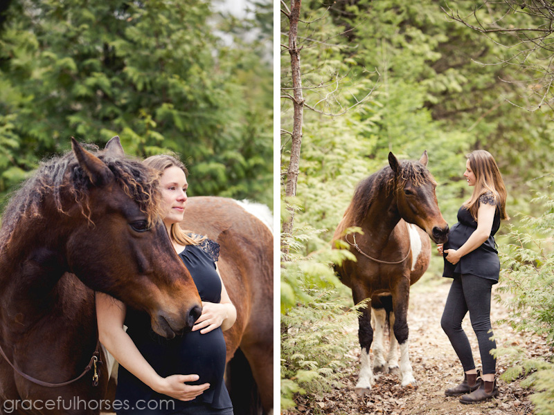Pregnant girl and horse